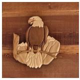 Intarsia Carved Wood Bald Eagle Wall Art