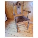 Antique Oak Farm House Chair ~ Leopard Seat