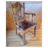 Antique Oak Farm House Chair ~ Leopard Seat