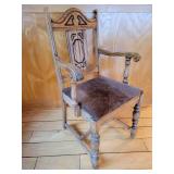 Antique Oak Farm House Chair ~ Leopard Seat