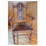 Antique Oak Farm House Chair ~ Leopard Seat