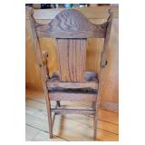 Antique Oak Farm House Chair ~ Leopard Seat