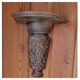 Carved Wooden Wall Sconce Pair