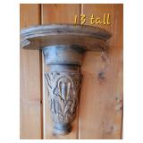 Carved Wooden Wall Sconce Pair