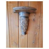 Carved Wooden Wall Sconce Pair