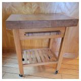 Rolling Butcher Block Kitchen Island Work Station