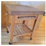 Rolling Butcher Block Kitchen Island Work Station