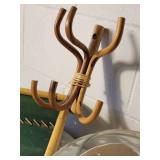 Vintage Rattan Tray & Coat Hook with Beachy Vibe Seashells