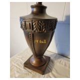 Brown Plaster Urn Table Lamp