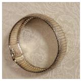 Big Chunky Serpentine Sterling Silver Bracelet ~ Italy 31g