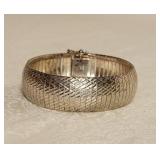 Big Chunky Serpentine Sterling Silver Bracelet ~ Italy 31g