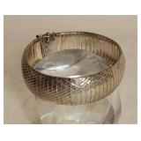 Big Chunky Serpentine Sterling Silver Bracelet ~ Italy 31g
