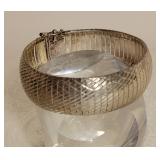 Big Chunky Serpentine Sterling Silver Bracelet ~ Italy 31g