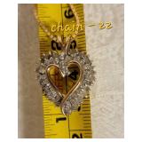 10K Yellow Gold Diamond Heart Pendant Necklace ~ 8g