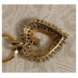 10K Yellow Gold Diamond Heart Pendant Necklace ~ 8g