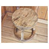 Primitive Carved Wooden Drum Side Table