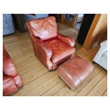 Stunning King Hickory Burnt Orange Leather Tac Armchair with Ottoman