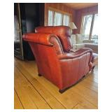 Stunning King Hickory Burnt Orange Leather Tac Armchair with Ottoman