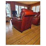 Stunning King Hickory Burnt Orange Leather Tac Armchair with Ottoman