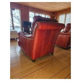 Stunning King Hickory Burnt Orange Leather Tac Armchair with Ottoman