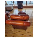 Stunning King Hickory Burnt Orange Leather Tac Armchair with Ottoman