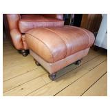 Stunning King Hickory Burnt Orange Leather Tac Armchair with Ottoman