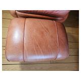 Stunning King Hickory Burnt Orange Leather Tac Armchair with Ottoman
