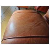 Stunning King Hickory Burnt Orange Leather Tac Armchair with Ottoman