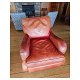 Stunning King Hickory Burnt Orange Leather Tac Armchair with Ottoman