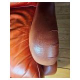 Stunning King Hickory Burnt Orange Leather Tac Armchair with Ottoman