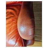 Stunning King Hickory Burnt Orange Leather Tac Armchair with Ottoman