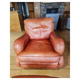 Stunning King Hickory Burnt Orange Leather Tac Armchair with Ottoman