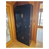 Black Lacquer Finish Campaign Style bar Cabinet