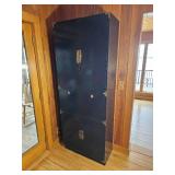 Black Lacquer Finish Campaign Style bar Cabinet