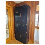 Black Lacquer Finish Campaign Style bar Cabinet