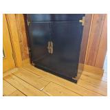 Black Lacquer Finish Campaign Style bar Cabinet