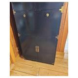 Black Lacquer Finish Campaign Style bar Cabinet