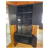 Black Lacquer Finish Campaign Style bar Cabinet