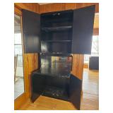 Black Lacquer Finish Campaign Style bar Cabinet