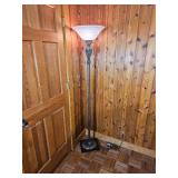 French Provincial Torchiere Floor Lamp with Frosted Glass Shade