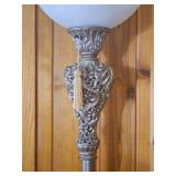 French Provincial Torchiere Floor Lamp with Frosted Glass Shade