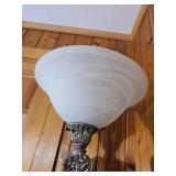 French Provincial Torchiere Floor Lamp with Frosted Glass Shade