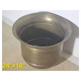Large Hammered Brass Jardinere Planter ~ 24 x 18