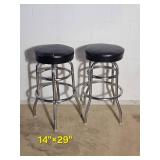 Retro Pair of Black Vinyl Shop Stools