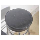 Retro Pair of Black Vinyl Shop Stools