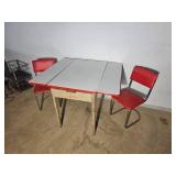 Vintage Enamel Top Kitchenet/Prep-Table with Vinyl Chairs