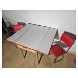 Vintage Enamel Top Kitchenet/Prep-Table with Vinyl Chairs
