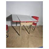 Vintage Enamel Top Kitchenet/Prep-Table with Vinyl Chairs