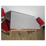 Vintage Enamel Top Kitchenet/Prep-Table with Vinyl Chairs