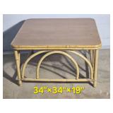Bright Bamboo Vintage Rattan Cocktail Table